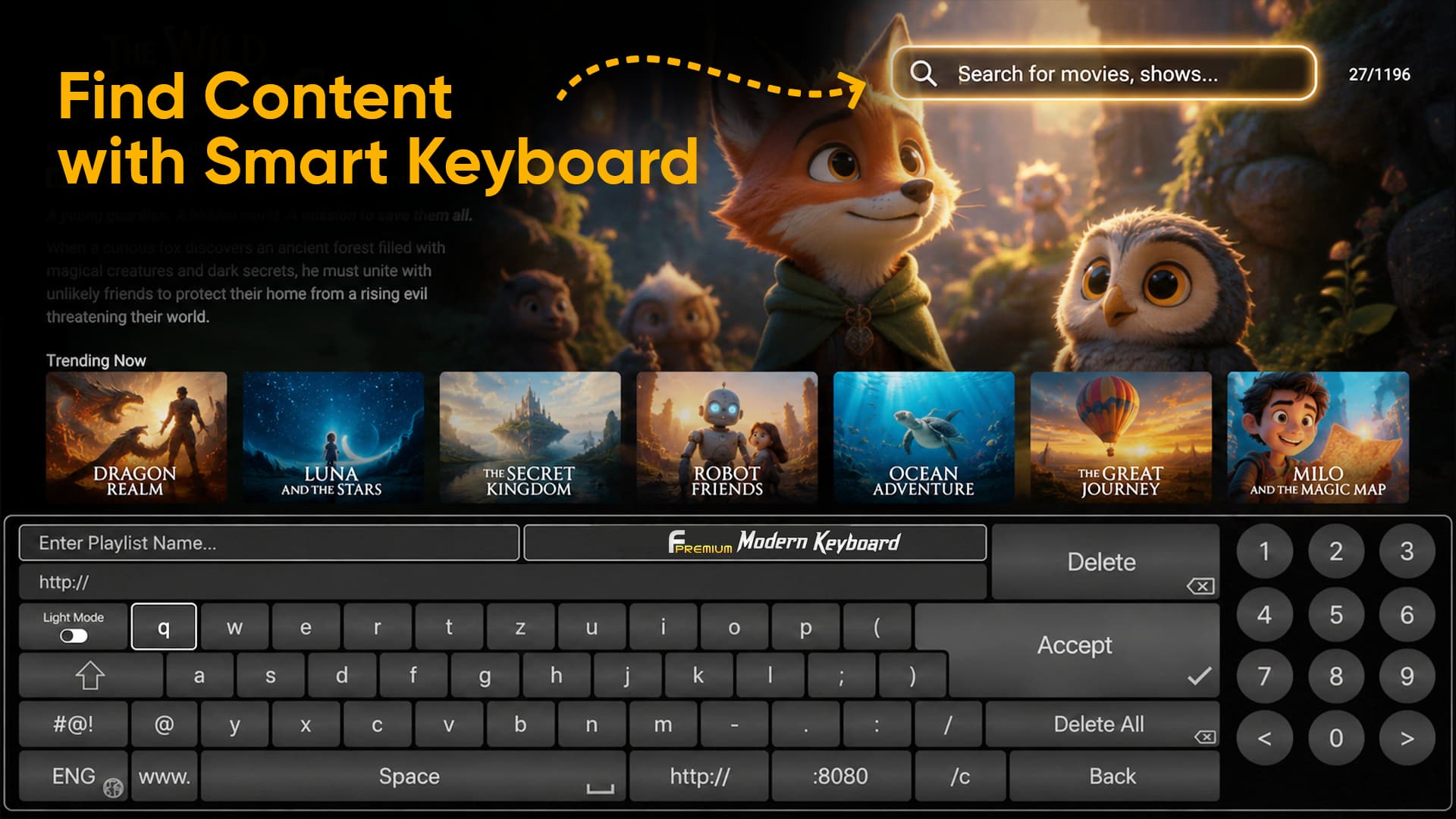 AppForce Pro Suchbildschirm mit smarter Bildschirmtastatur